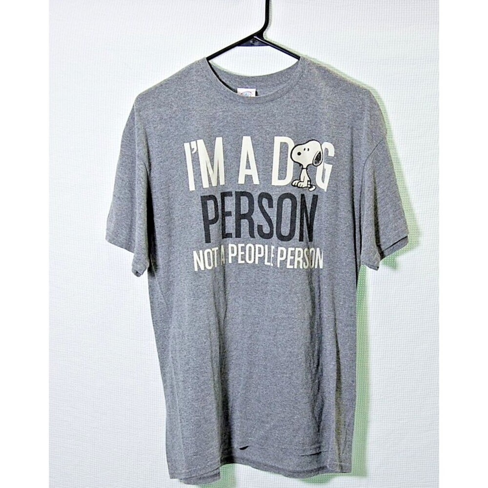 Snoopy Tee Dog Person Mens Large Gray Peanuts Delta Pro Weight Cotton Blend Y2K